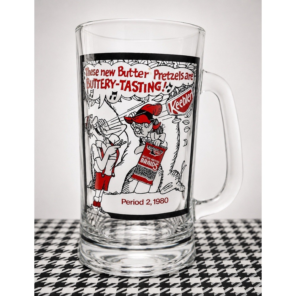 Vintage 1980 Keebler Butter Pretzels Braids Stein Glass Mug Advertising
